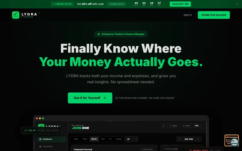 Screenshot of Lydra Finance