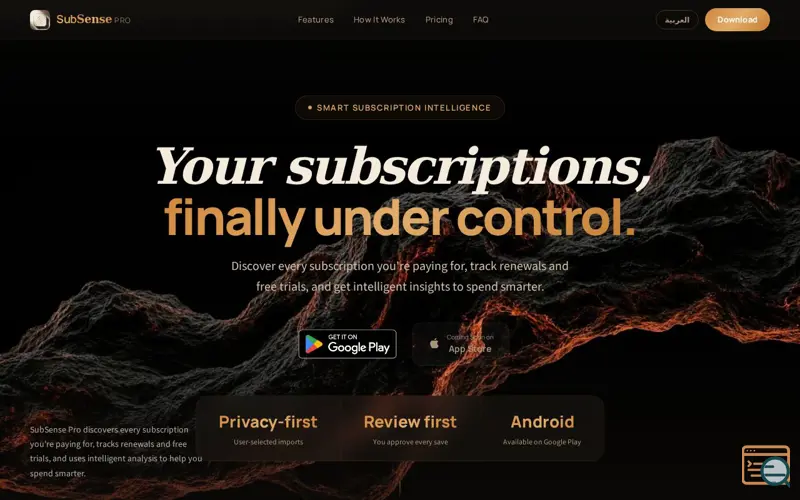 Screenshot of SubSense Pro
