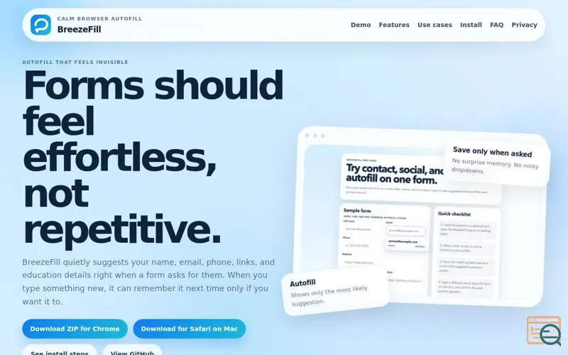 Screenshot of BreezeFill