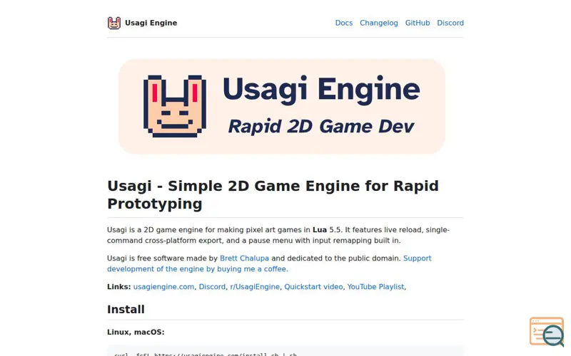 Screenshot of Usagiengine, a launch using Deployd