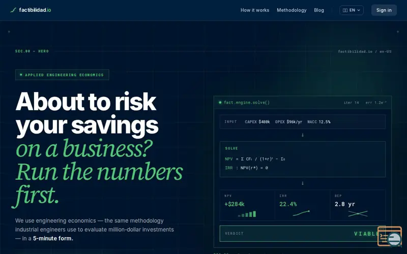 Screenshot of Factibilidad.io