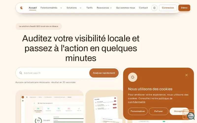 Screenshot of Bretzel SEO, a launch using La Fabrique du Net