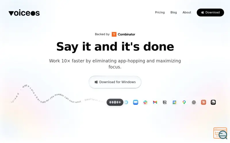 Screenshot of VoiceOS, a launch using Composio