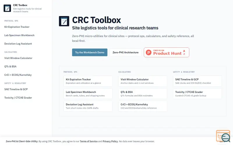 Screenshot of CRC Toolbox