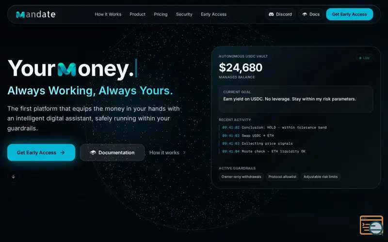 Screenshot of Mandate AI