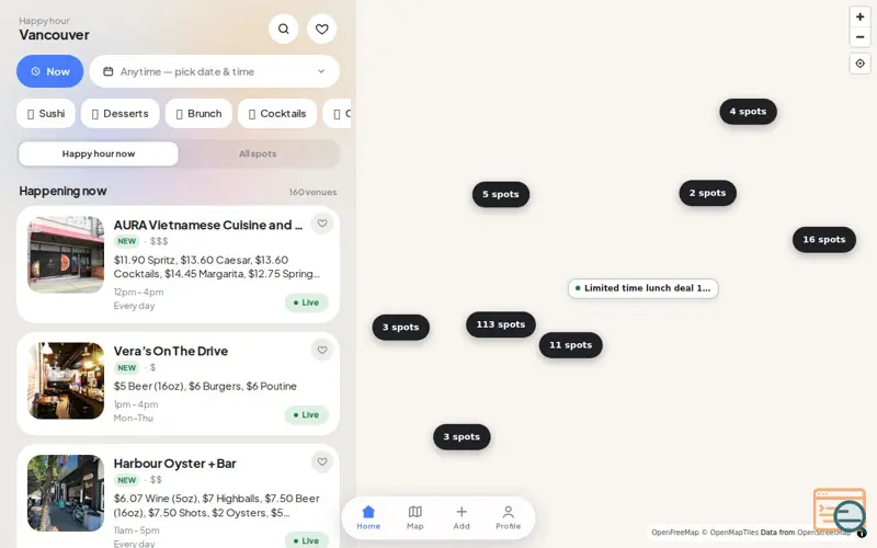 Screenshot of HappyEverHour