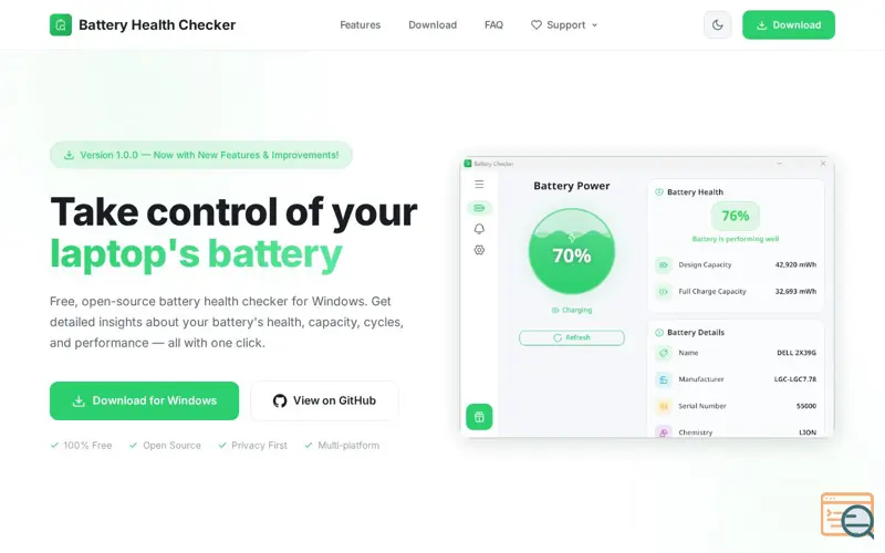 Screenshot of Battery Health Checker