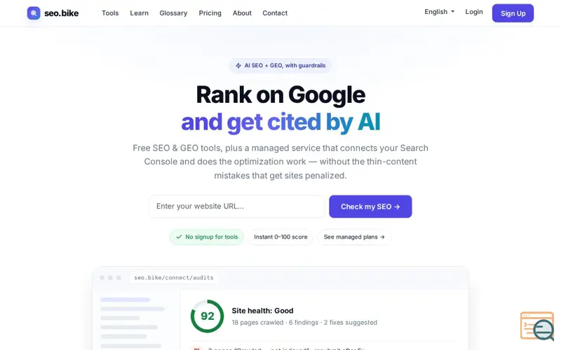 Screenshot of SEO.bike