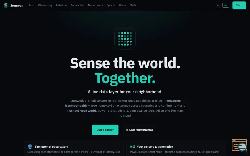 Screenshot of Sensmos —  measures internet health