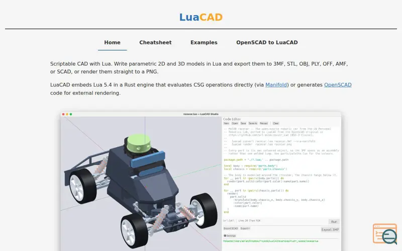 Screenshot of LuaCAD