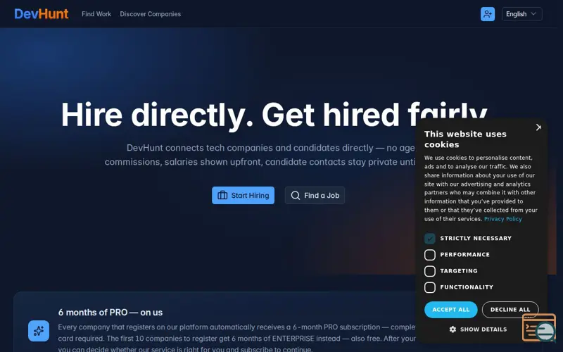 Screenshot of DevHunt