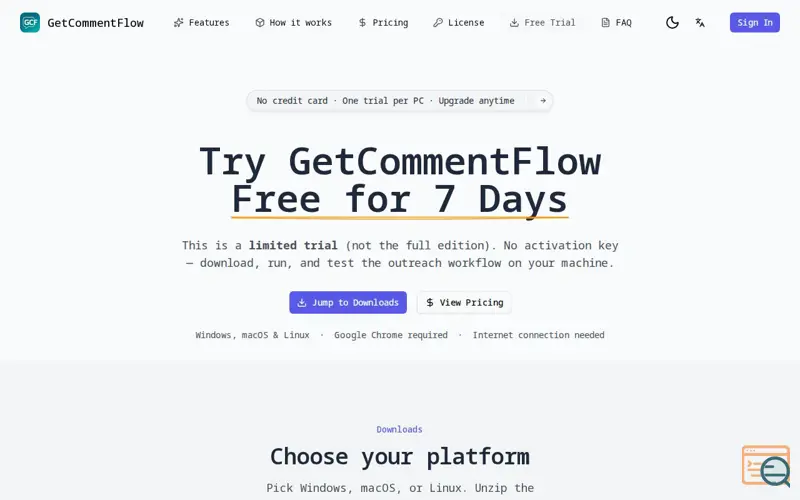 Screenshot of GetCommentFlow