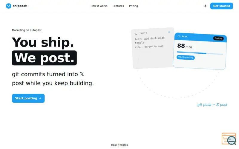Screenshot of Shippost — You ship. We post., a launch using LaunchPanda