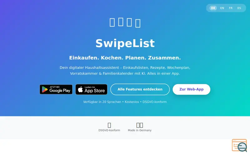 Screenshot of SwipeList
