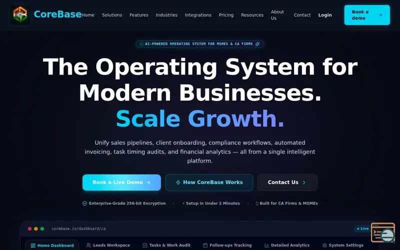 Screenshot of CoreBase - Business Operating System