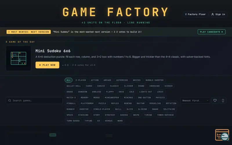 Screenshot of Game Factory