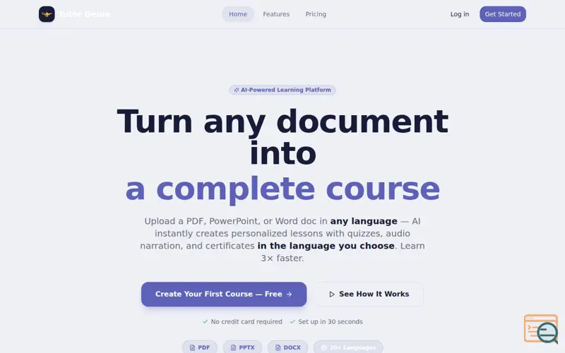 Screenshot of Tutor Genie