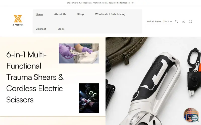 Screenshot of X.I. Products