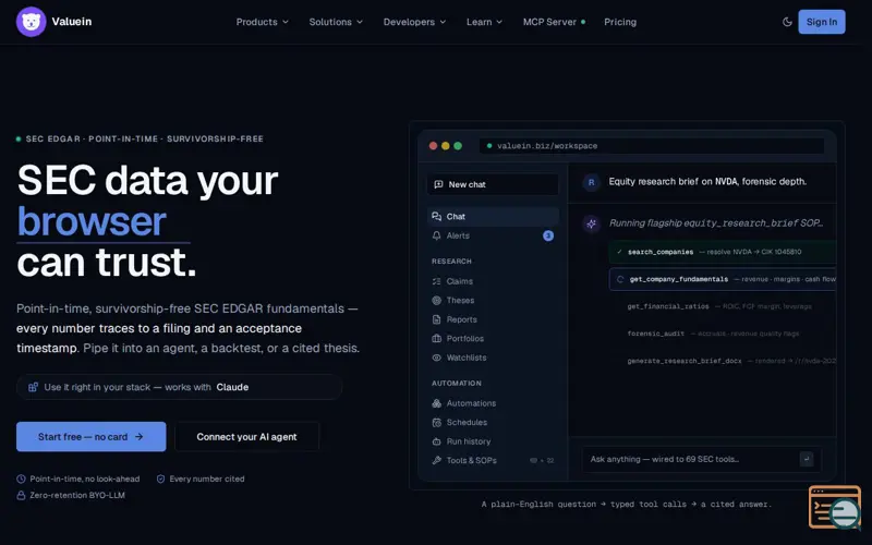 Screenshot of Valuein