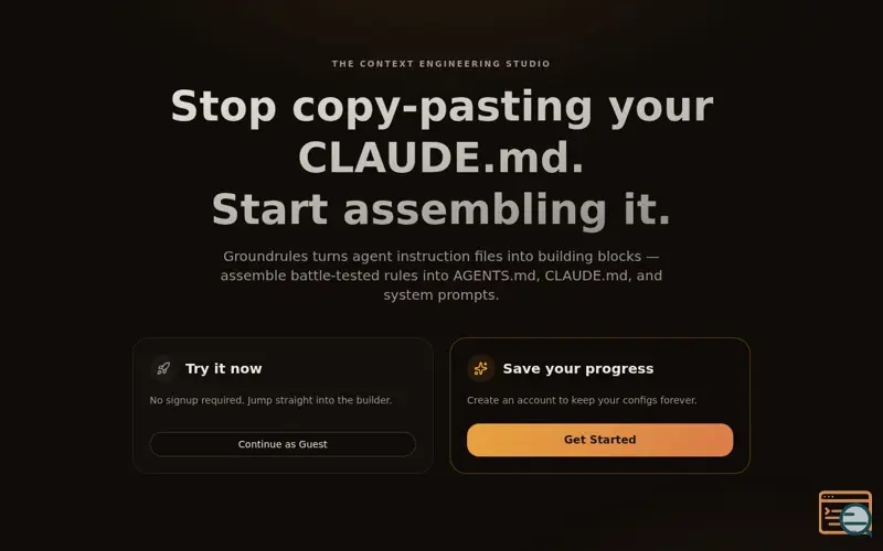 Screenshot of Assemble Your Agent's Ground Rules | Groundrules