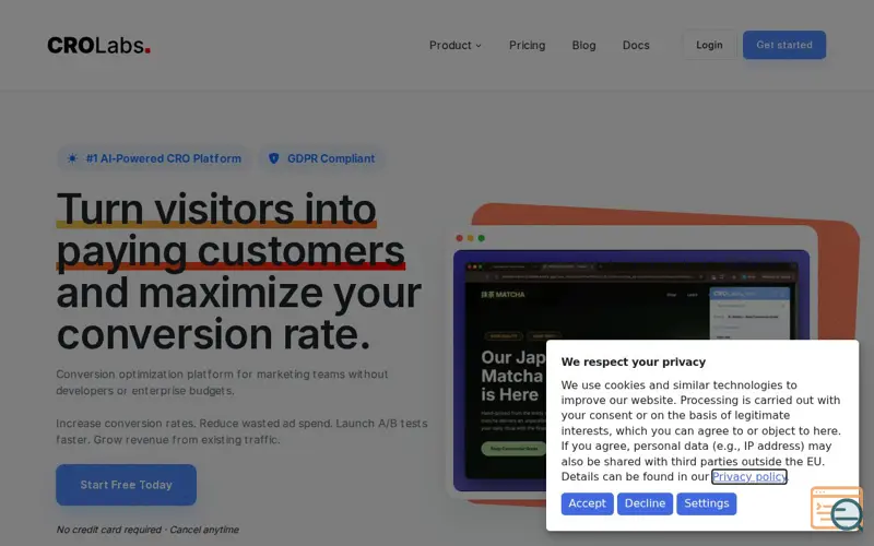 Screenshot of CROLabs