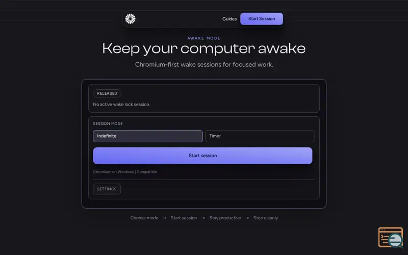 Screenshot of AwakeMode