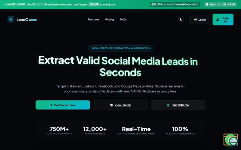 Screenshot of LeadOcean