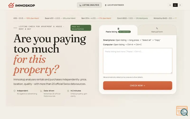 Screenshot of Immoskop