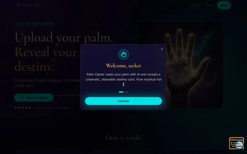 Screenshot of Palm Cipher