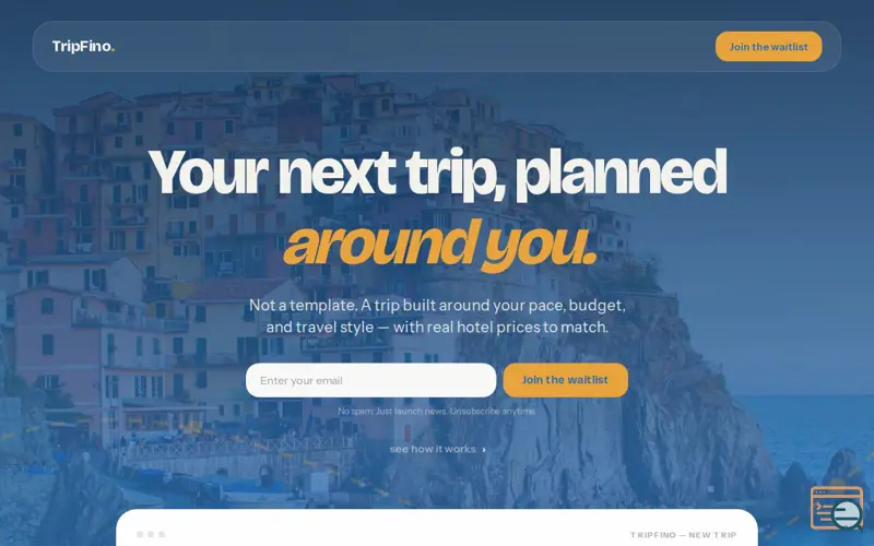 Screenshot of Your next trip, planned around you