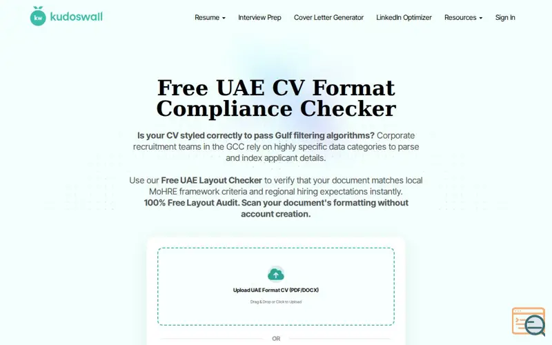 Screenshot of UAE CV Format Compliance Checker