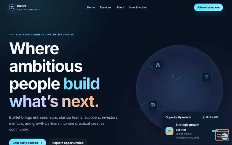 Screenshot of BizNet Creative Community
