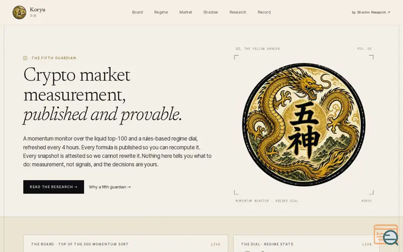 Screenshot of Koryu · by Shishin Research