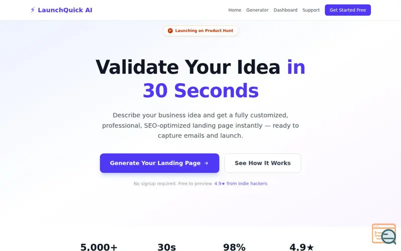 Screenshot of Launchquick.ai