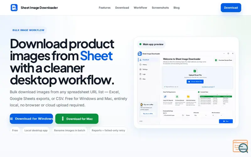 Screenshot of Sheet Image Downloader