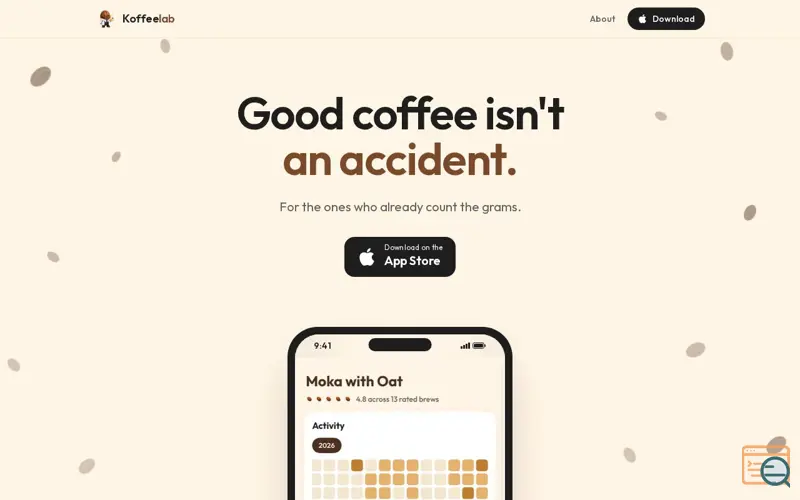 Screenshot of Koffeelab, a launch using Simply.com DNS