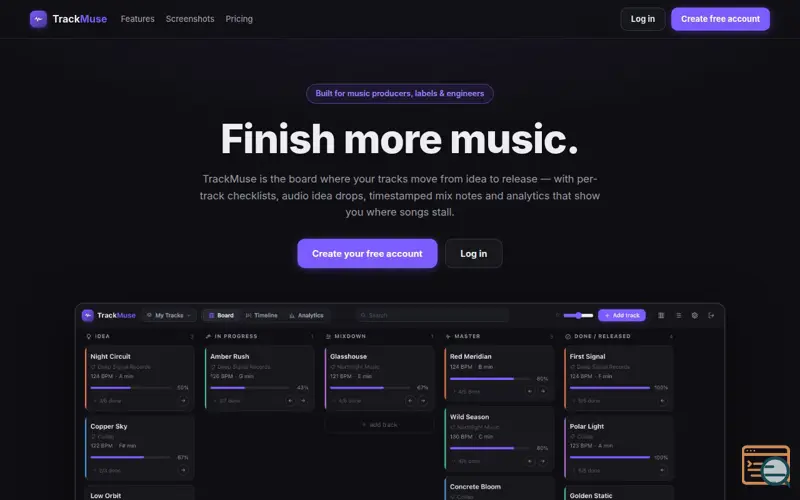 Screenshot of TrackMuse