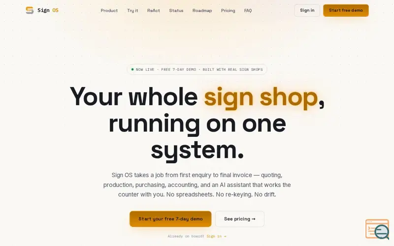 Screenshot of Sign OS