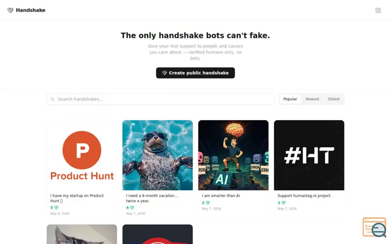 Screenshot of Handshake