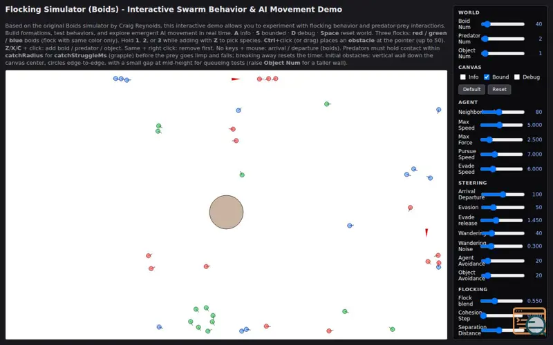Screenshot of Flocking Boids