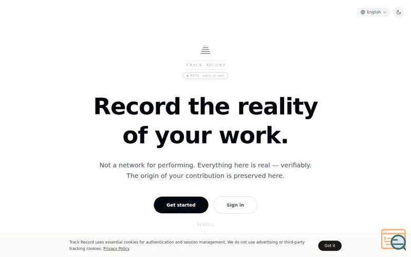 Screenshot of Track Record