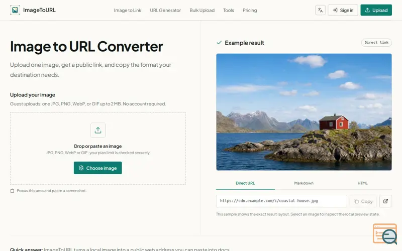 Screenshot of Free Image To URL Converter