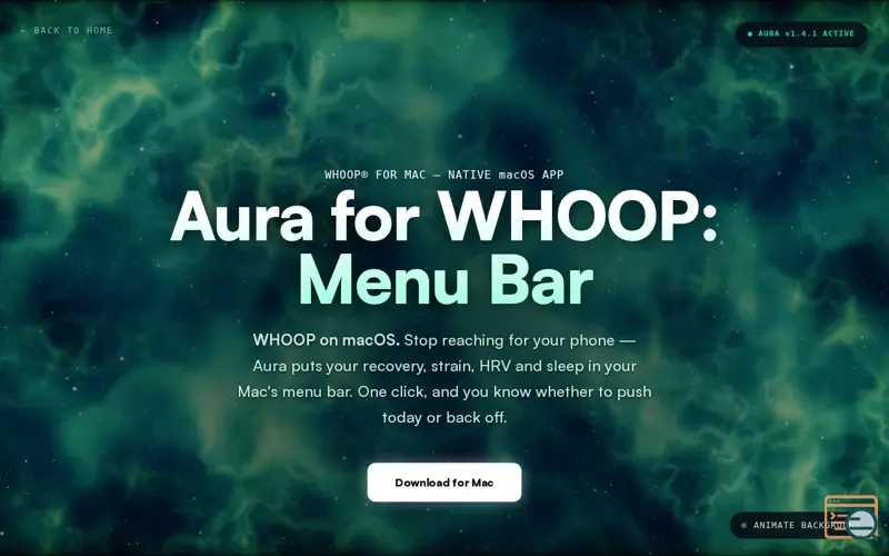 Screenshot of Aura for WHOOP: Menu Bar