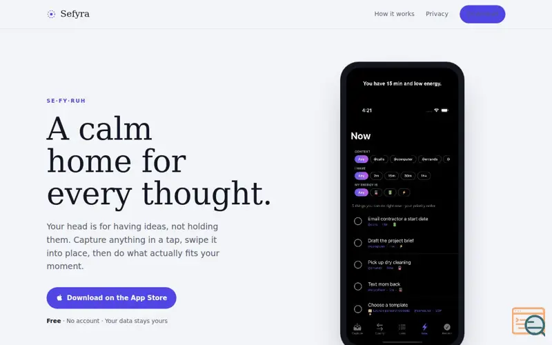 Screenshot of Sefyra — Calm, private task manager for iPhone