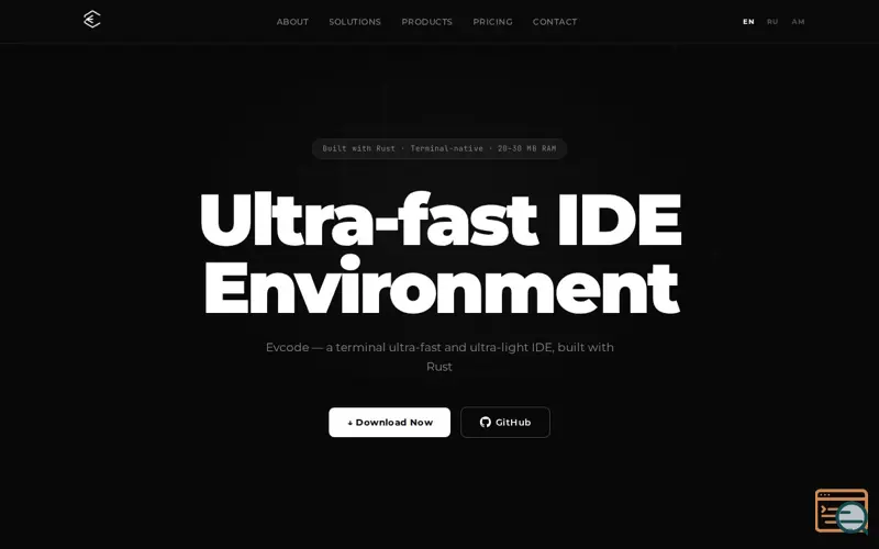 Screenshot of Evcode — Terminal IDE
