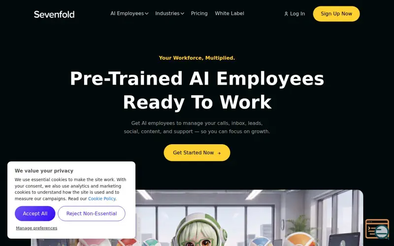 Screenshot of Sevenfold AI | AI Employees — Calls, Leads, Support & More