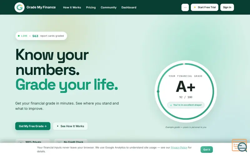 Screenshot of Grade My Finance