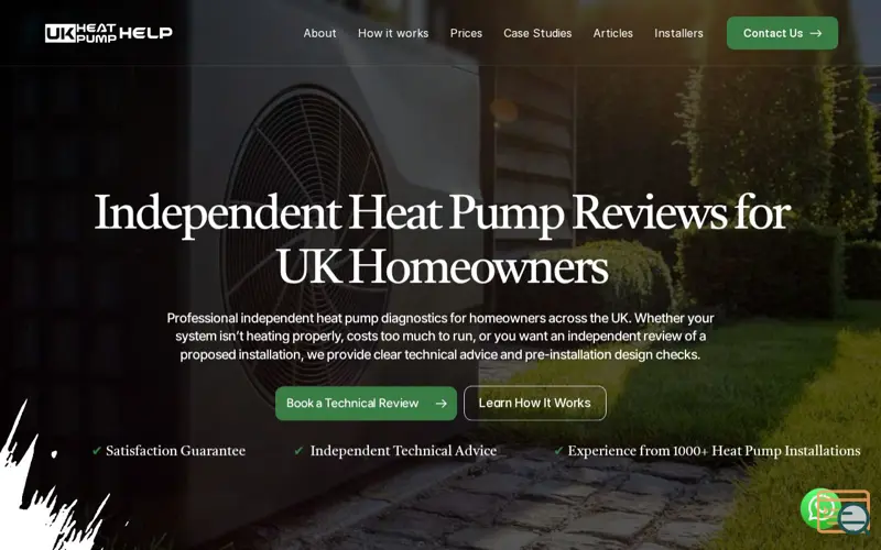 Screenshot of UK Heat Pump Help