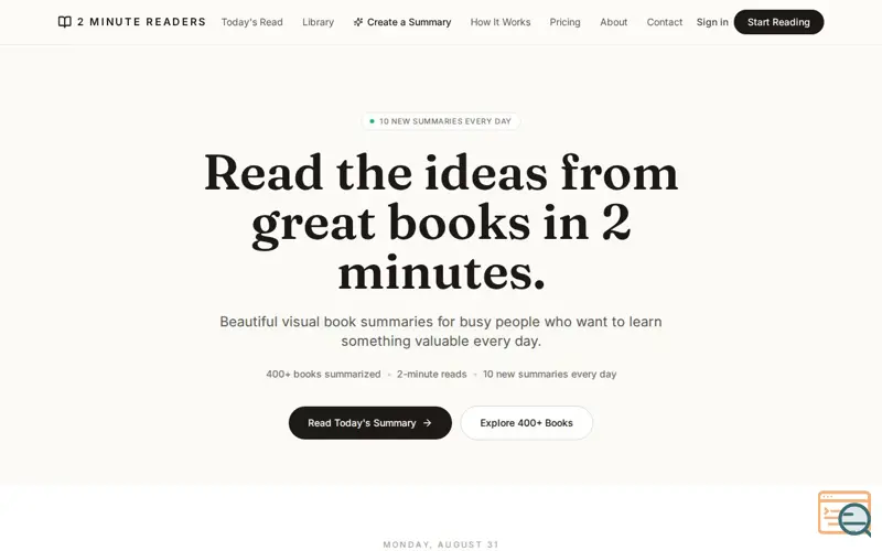 Screenshot of 2 Minute Readers