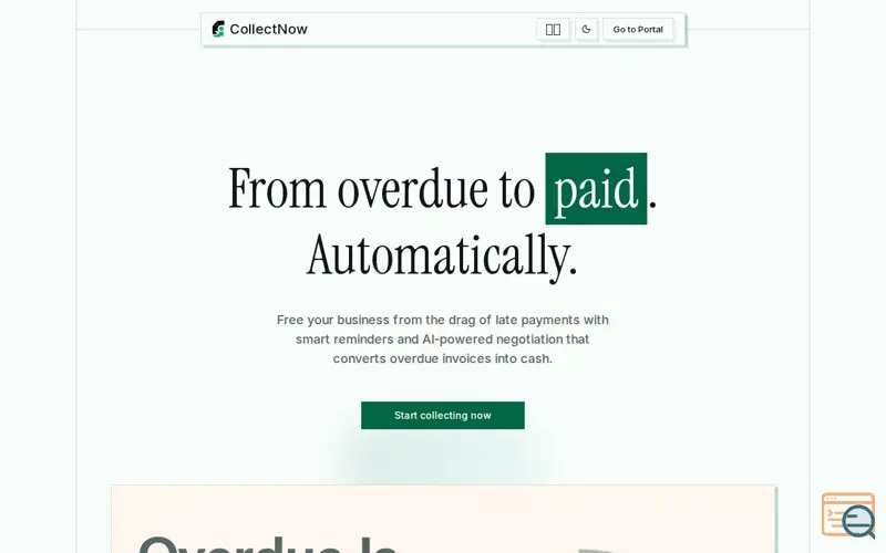Screenshot of CollectNow